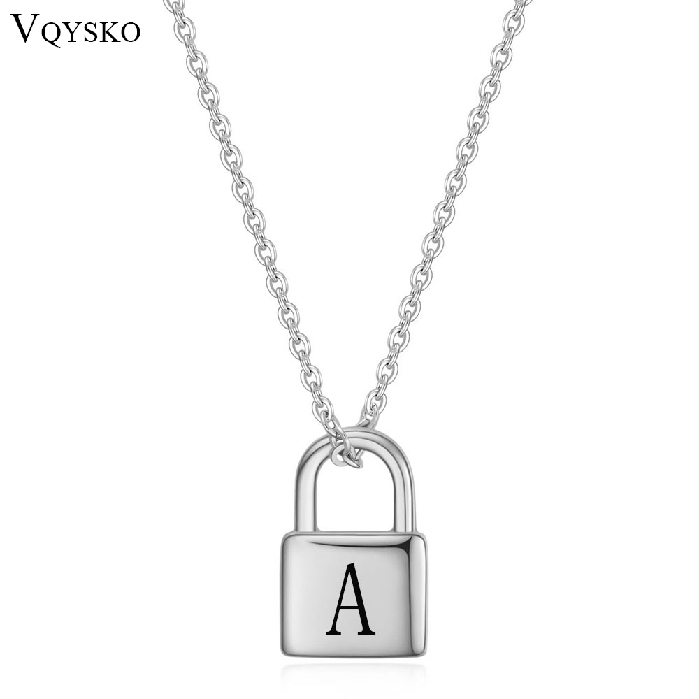 Chain Lock Combination - VQYSKO dostosowuje 26-literową kłódkę wisiorek naszyjnik
